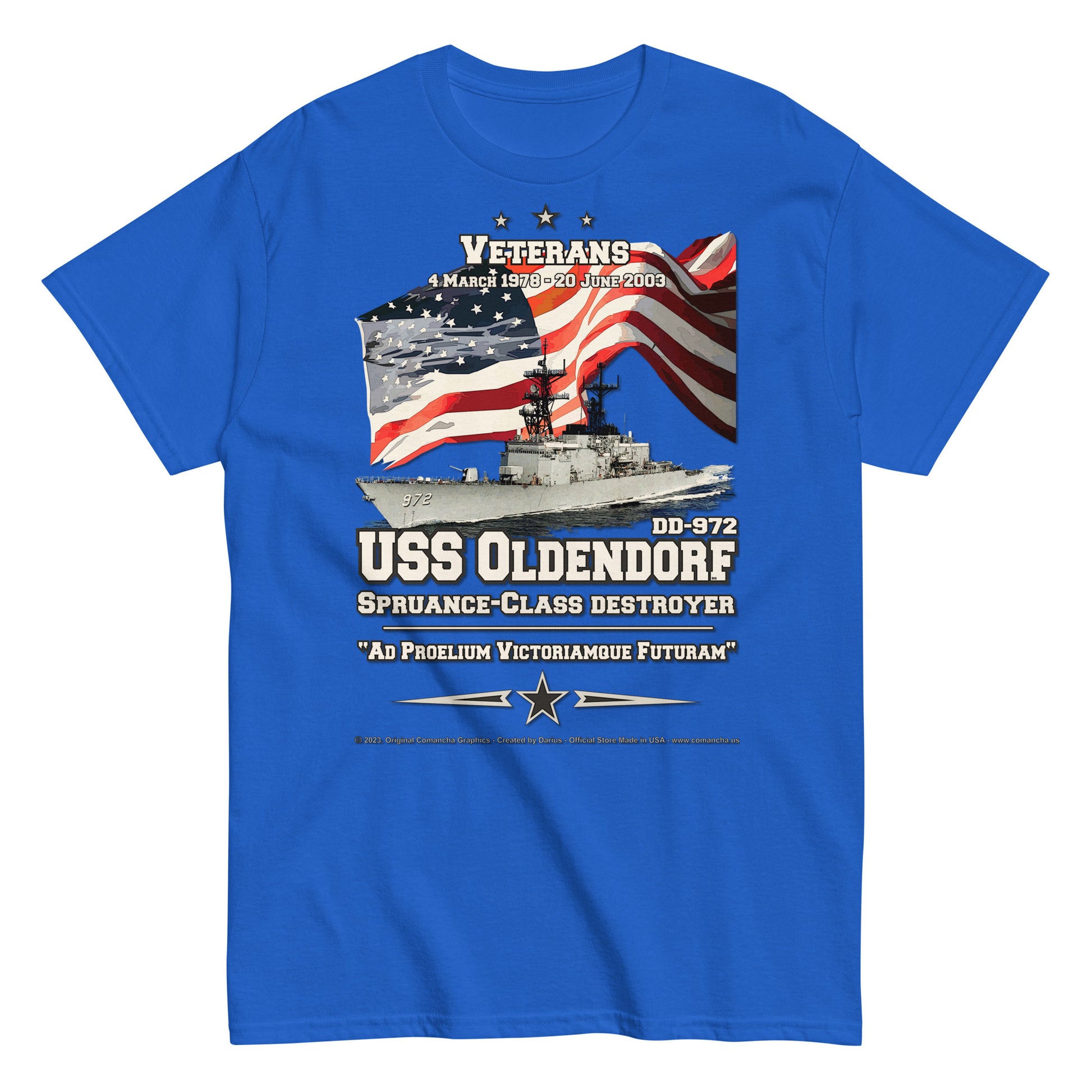 USS OLDENDORF DD-972 US Destroyer T-shirt, Destroyer Veterans, Comancha Graphics,