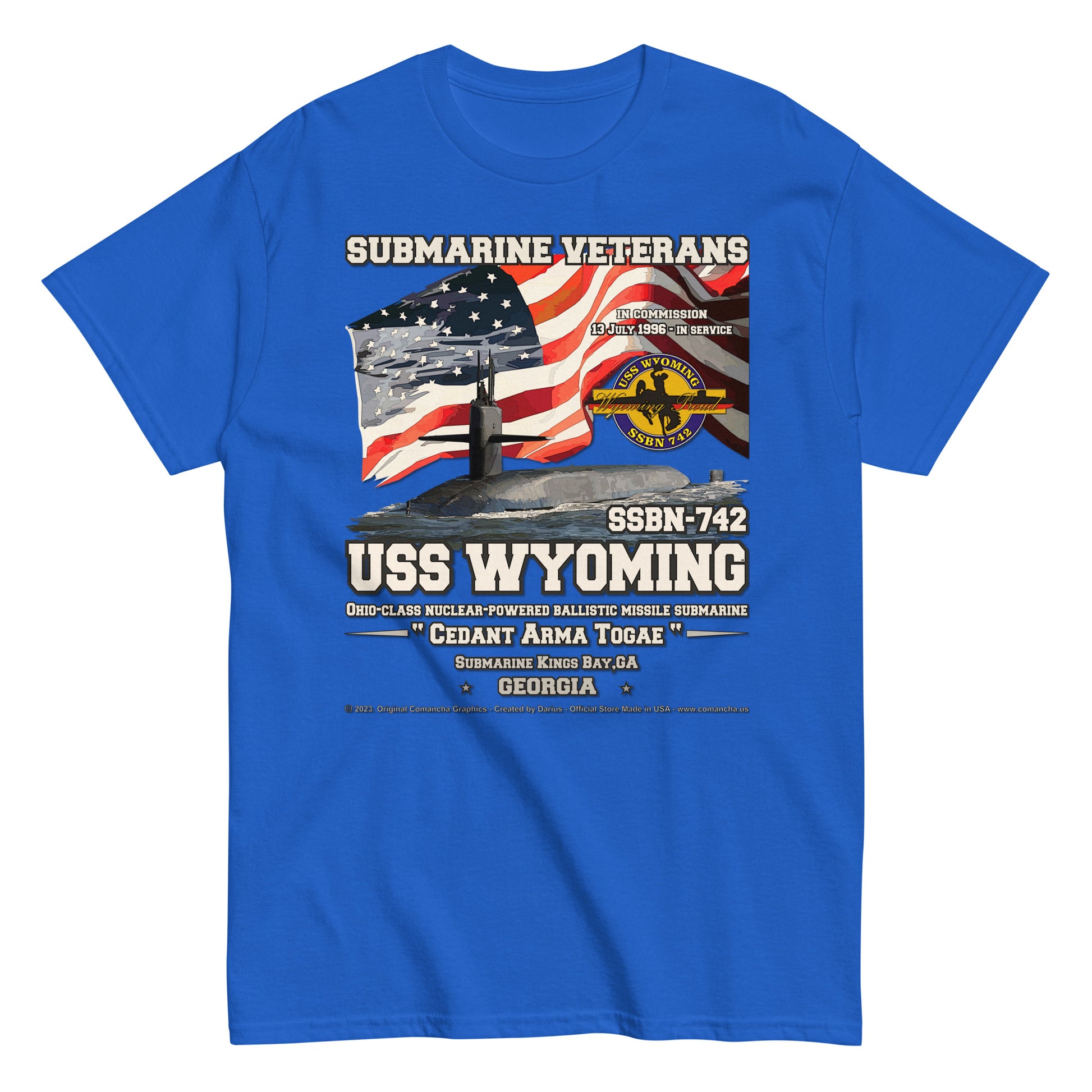 USS WYOMING SSBN-742 Submarine T-shirt, Comancha T-shirts,