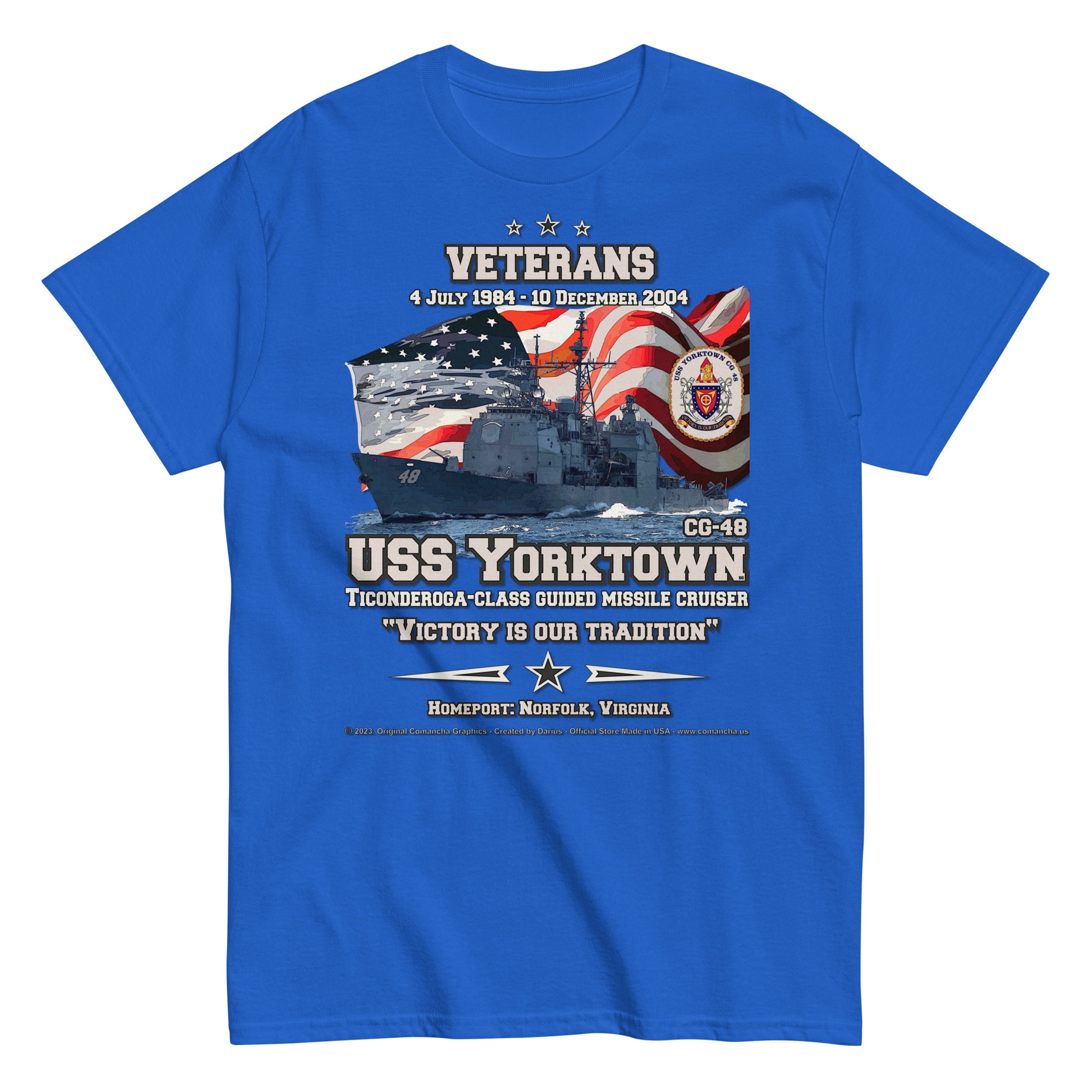 USS YORKTOWN CG-48 Missile Cruiser T-shirt, Comancha T-Shirt,