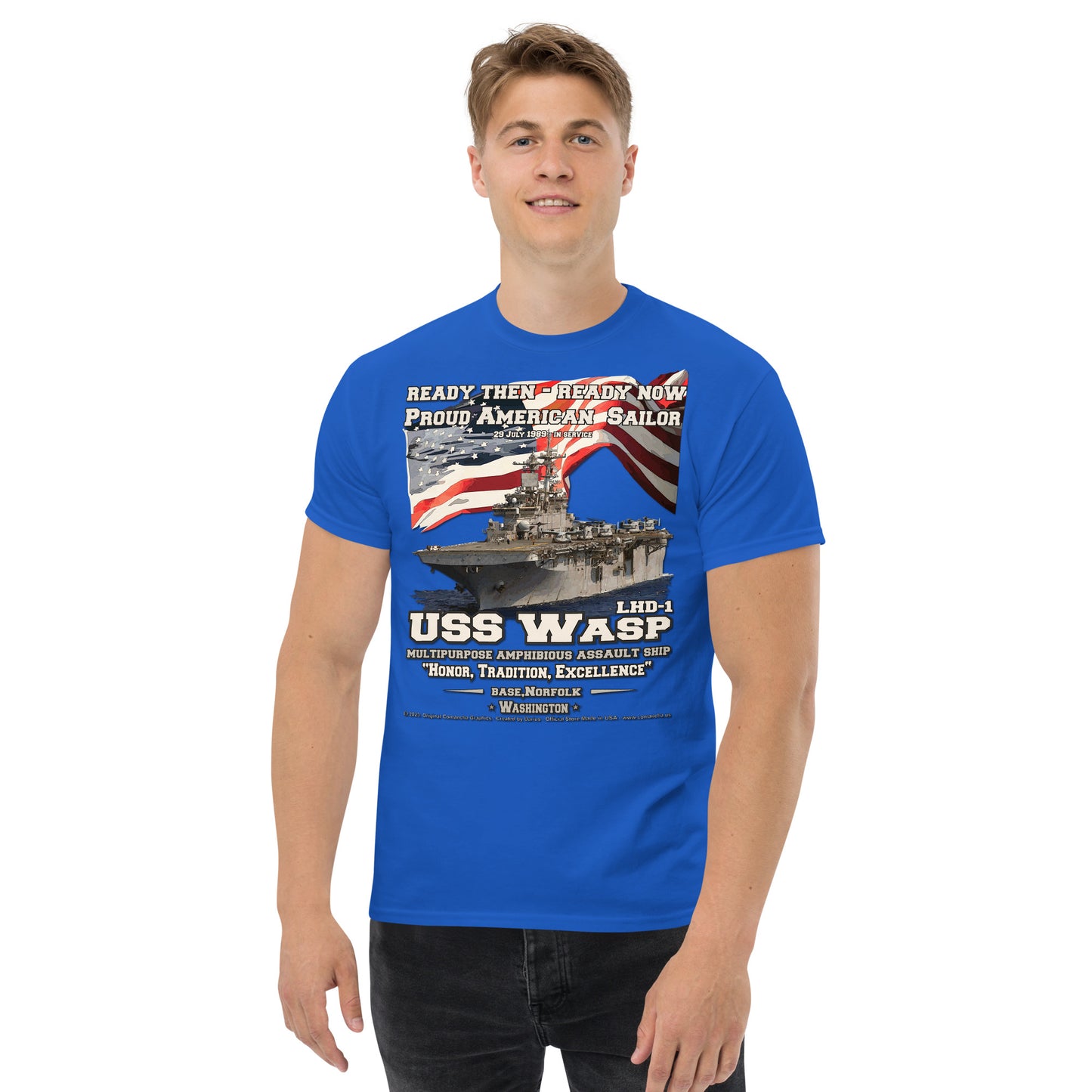 USS Wasp LHD-1 Amphibious Assault Ship classic t-shirt , Comancha T-shirts,