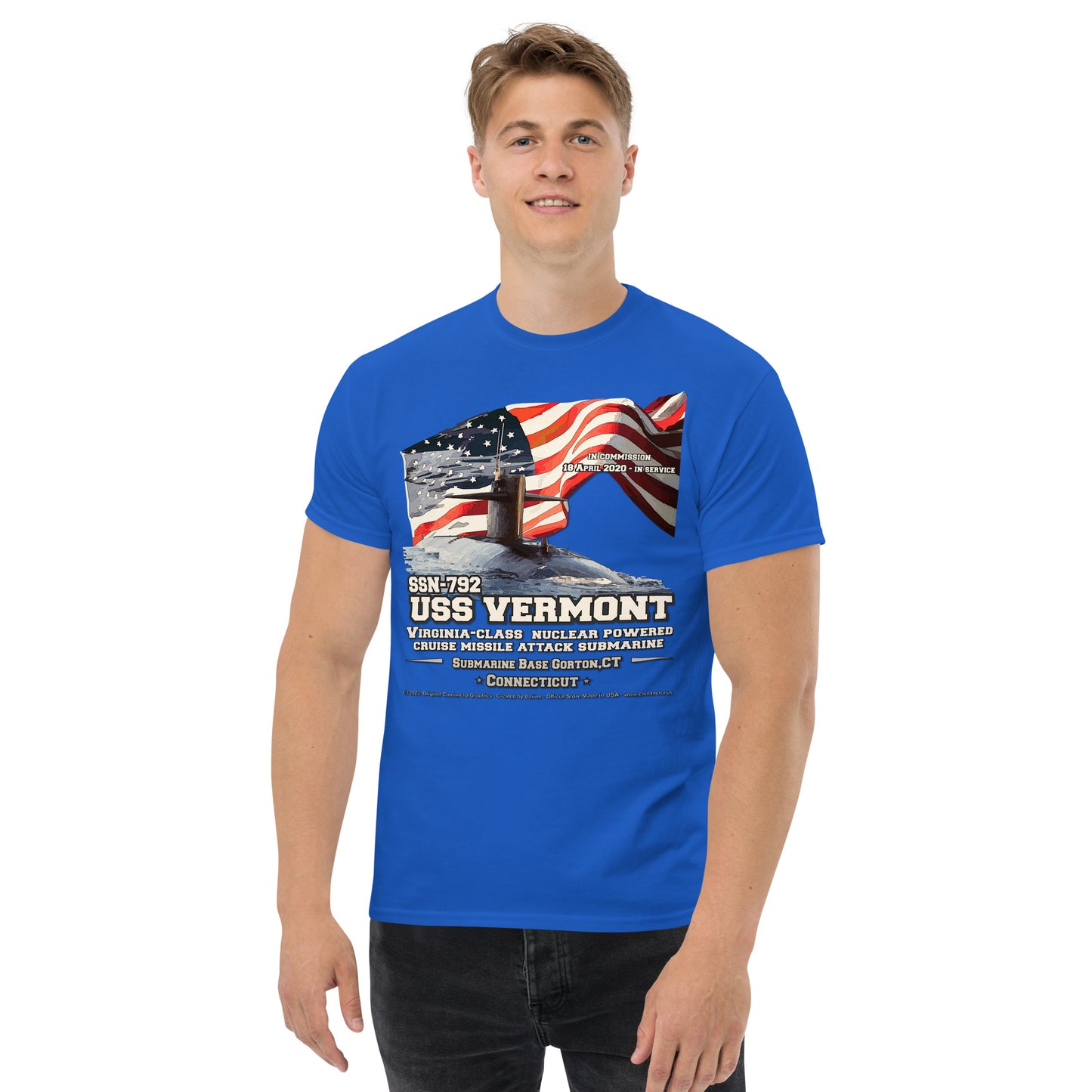 USS VERMONT SSN-792 Submarine T-shirt, Comancha T-Shirt,