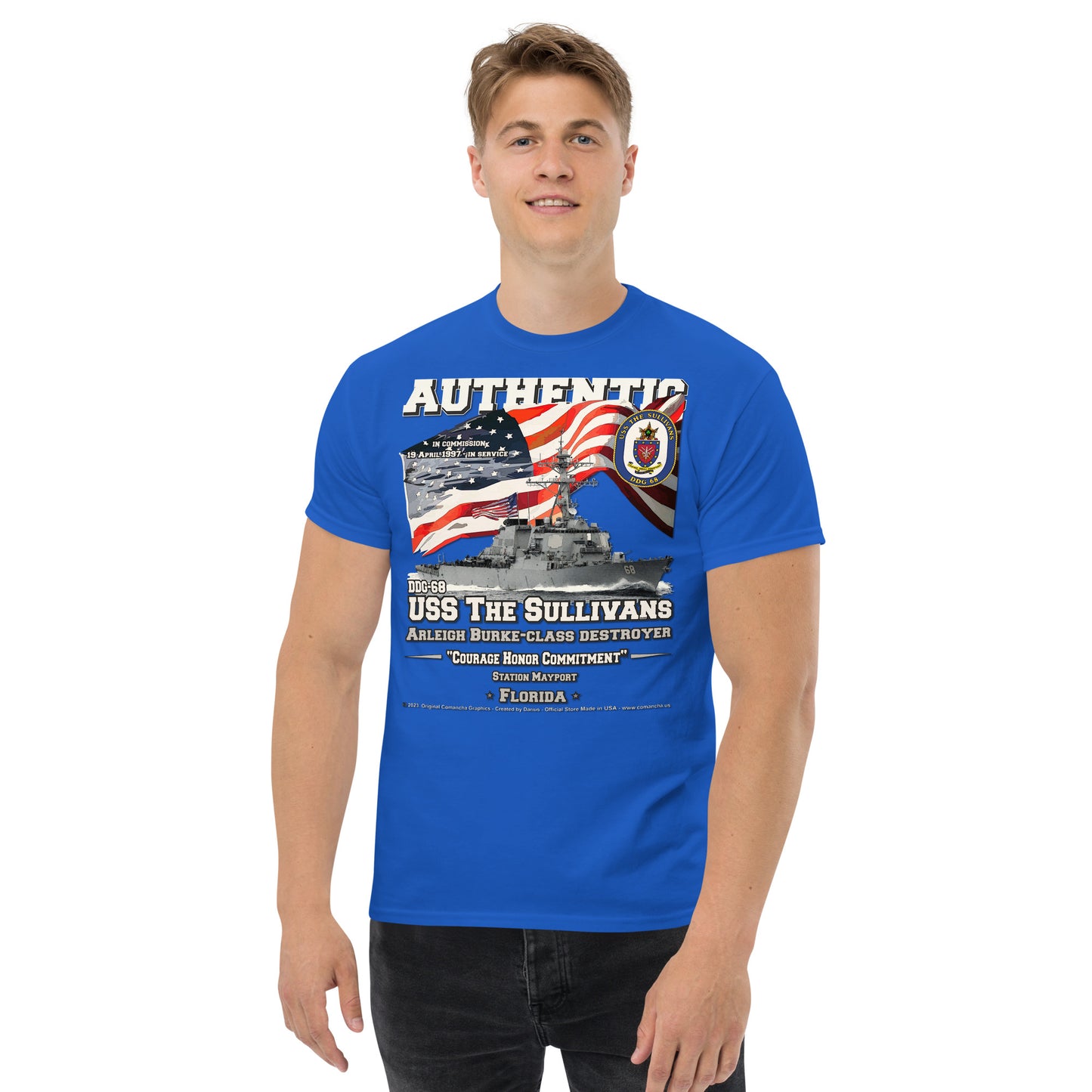 USS THE SULLIVANS DDG-68 Destroyer Veterans T-shirt, Comancha Military T-Shirts,
