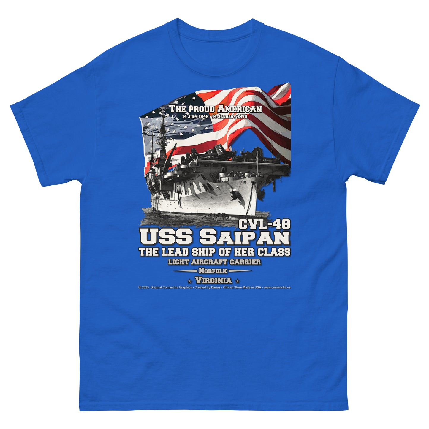USS SAIPAN CVL-48 Light Aircraft Carrier t-shirt