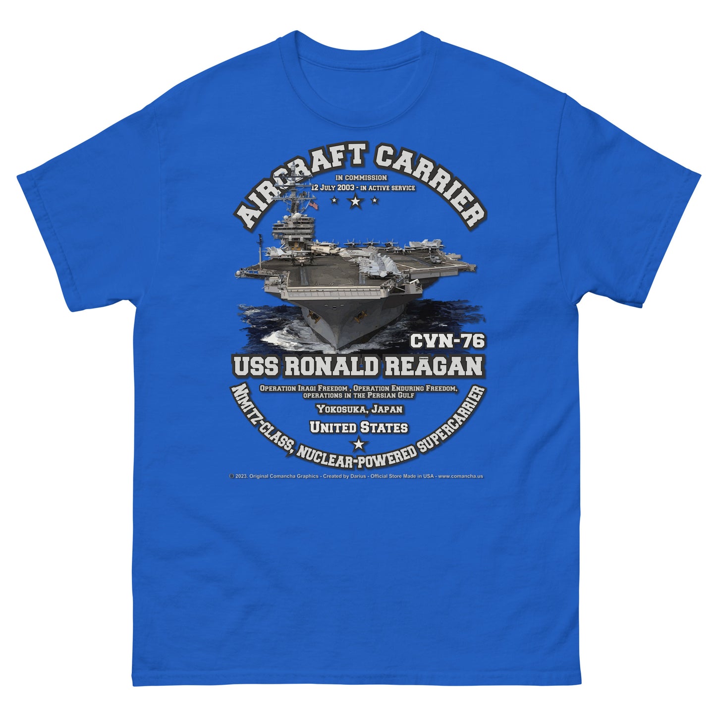 USS RONALD REAGAN CVN-76 Aircraft Carrier Veterans classic T-shirt, Comancha Military T-shirts,