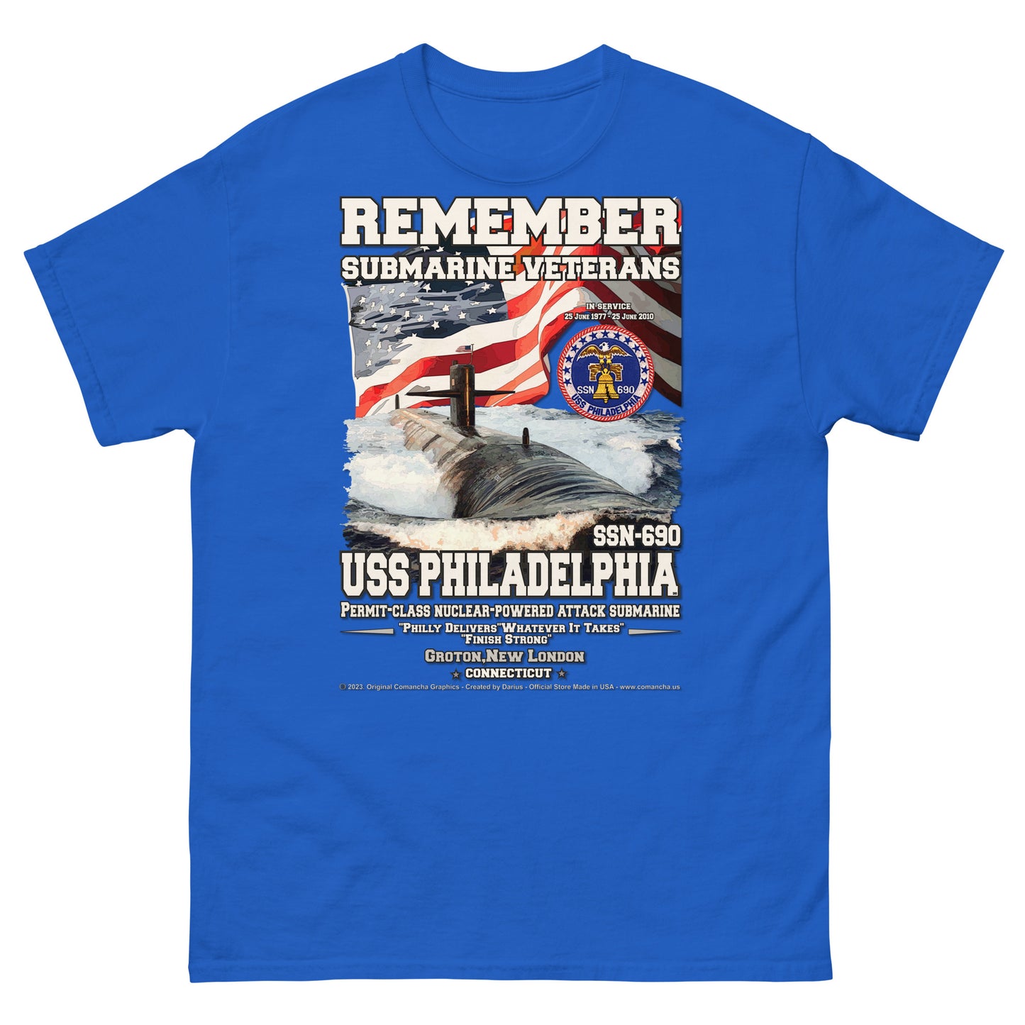 USS PHILADELPHIA SSN-690 Submarine Veterans Classic T-Shirt, Comancha T-Shirts,