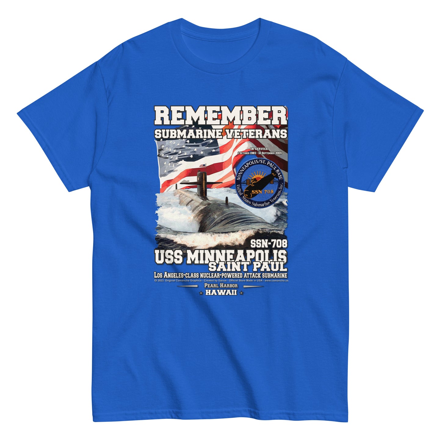 USS MINNEAPOLIS SSN-708 t-shirt, Submarine Veterans T-Shirt, T-Shirt Comancha,
