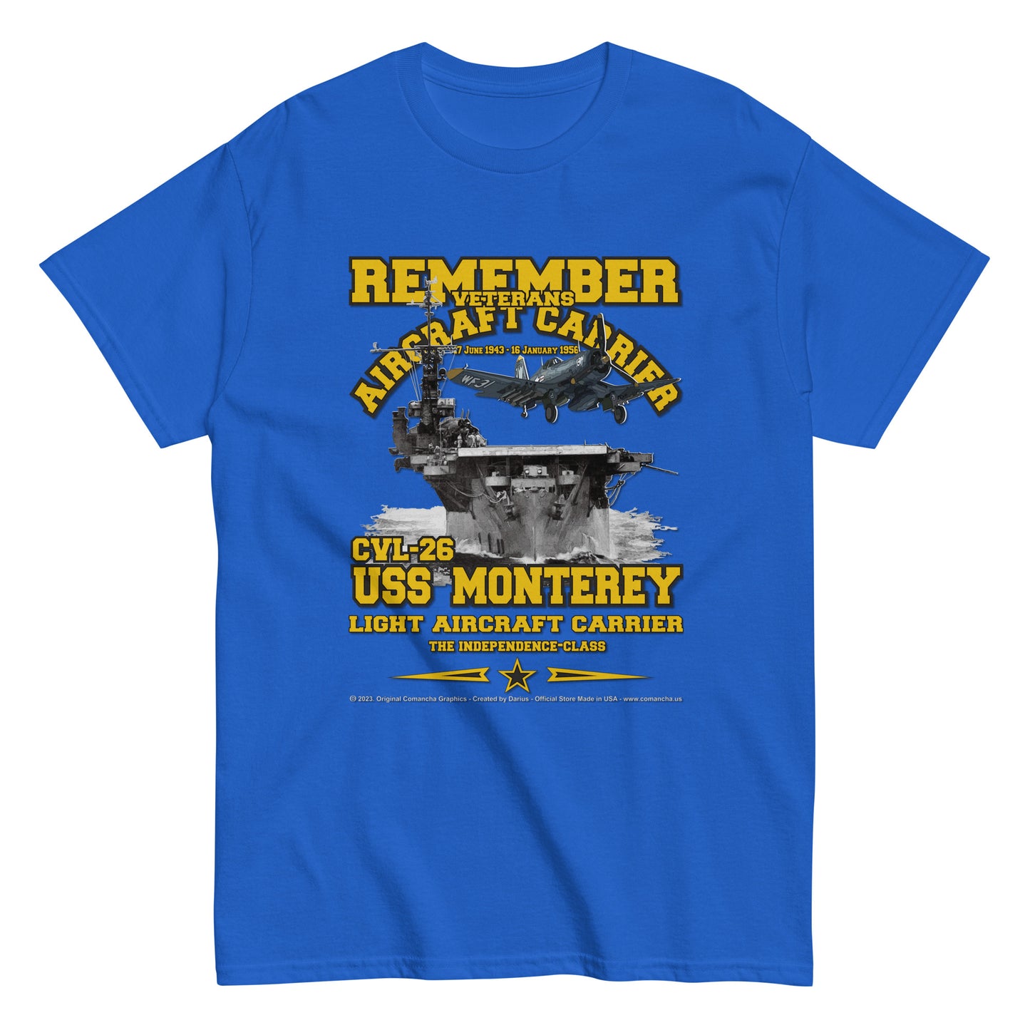 USS MONTEREY CVL-26 Aircraft Carrier Veterans T-Shirt, Comancha Veterans T-shirt,
