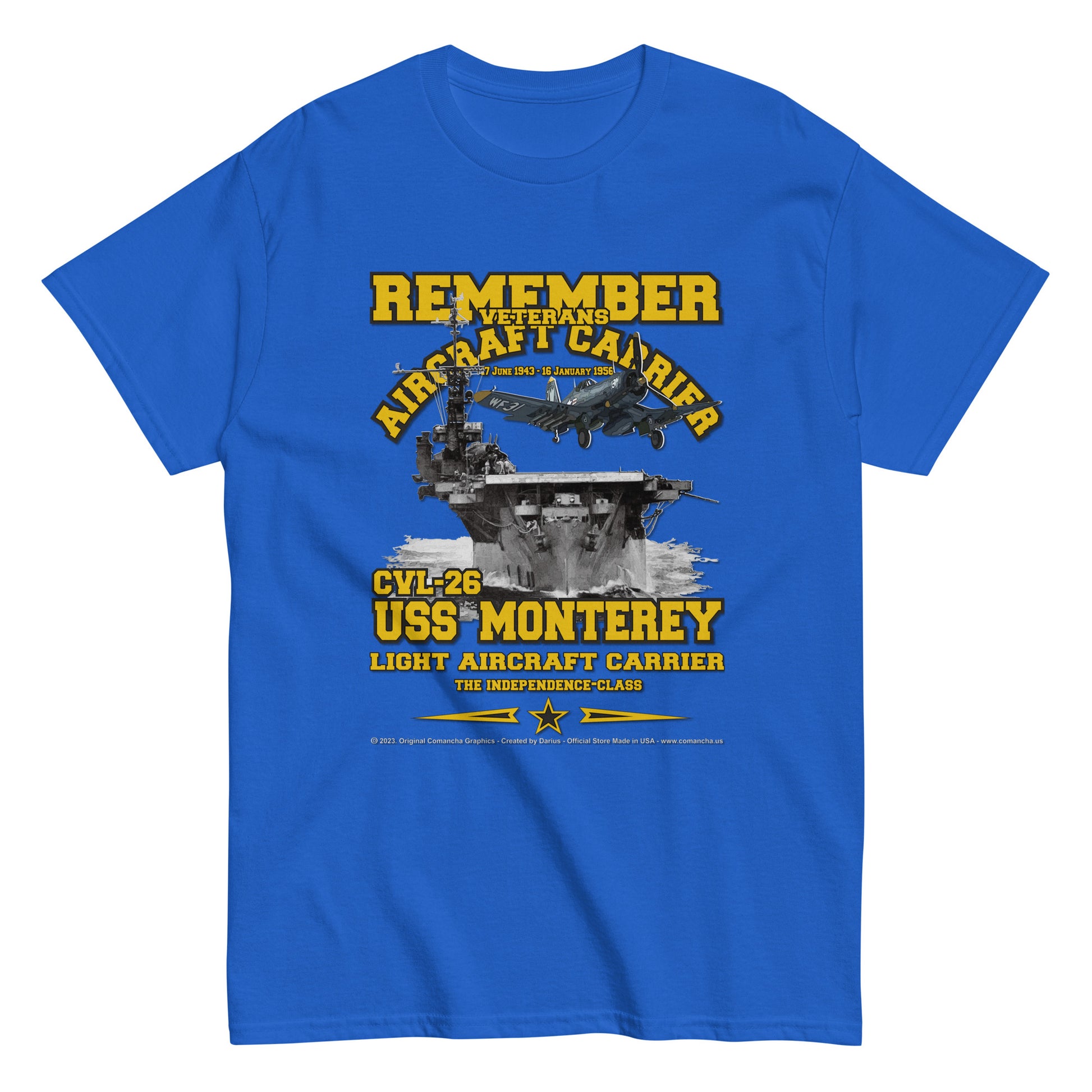 USS MONTEREY CVL-26 Aircraft Carrier Veterans T-Shirt, Comancha Veterans T-shirt,