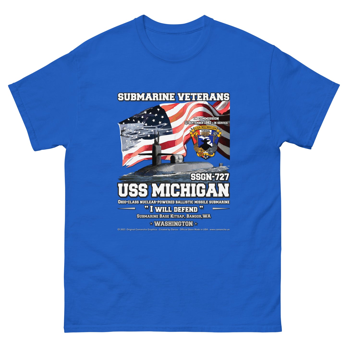 USS MICHIGAN SSGN-727 Submarine Sailors Classic T-shirt, Navy T-shirts Comancha,