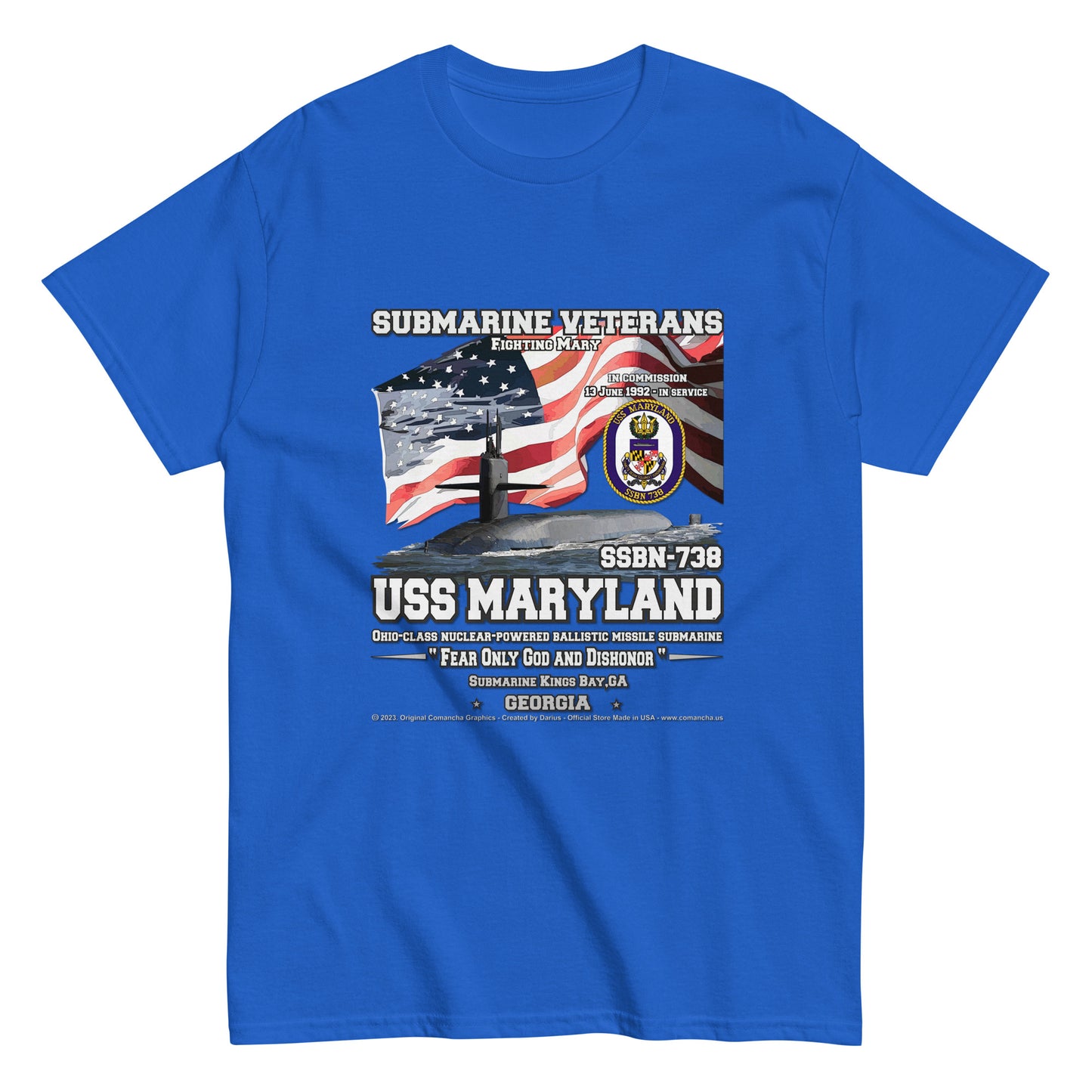 USS MARYLAND SSBN-738 Submarine Veterans Classic T-Shirts, USS MARYLAND SSBN-738 Veterans T-Shirts,