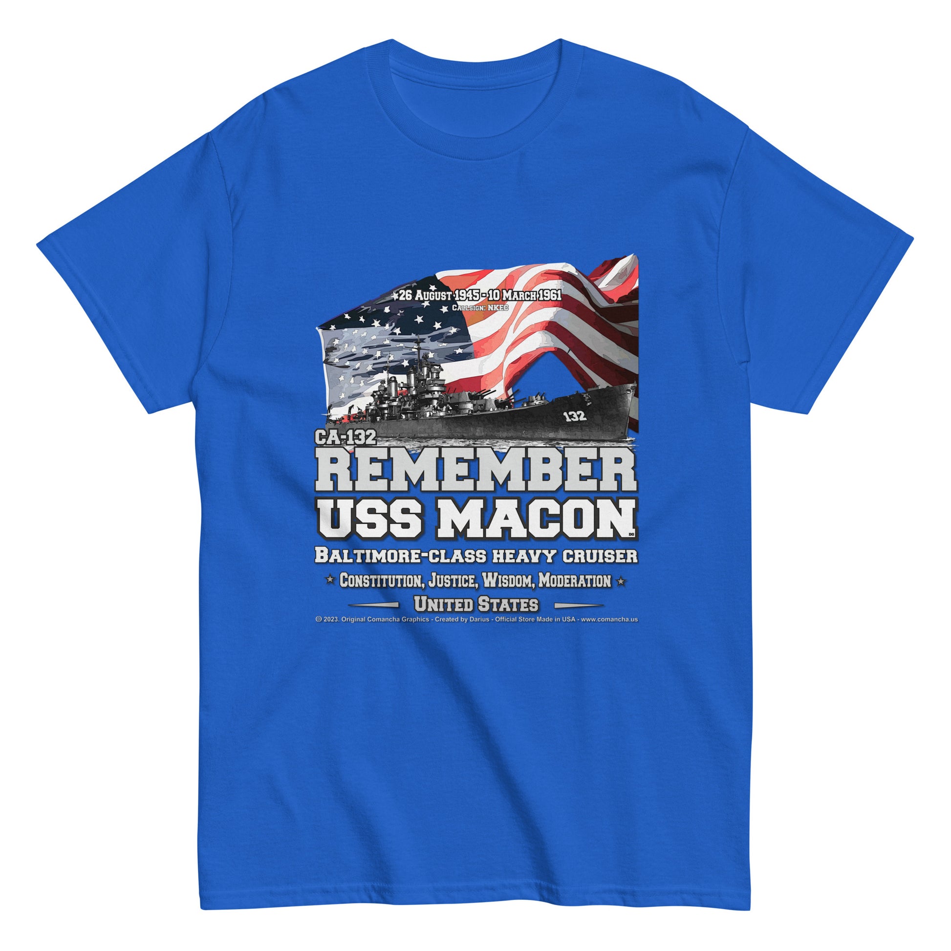 USS MACON CA-132 Heavy Cruiser Veterans Classic T-Shirts, USS MACON CA-132 T-Shirts,