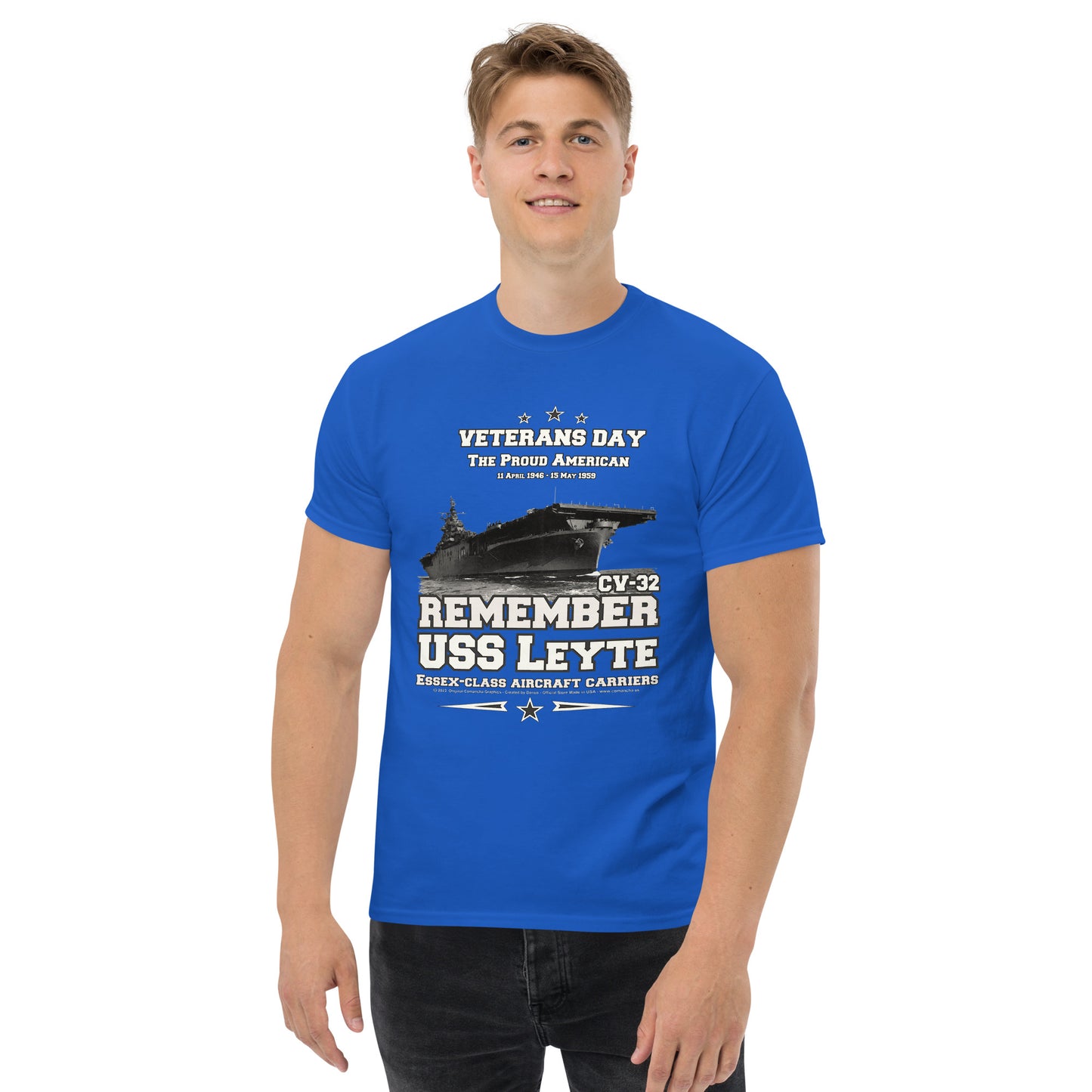 USS LEYETE CV-32 Aircraft Carrier Veterans T-Shirt, Comancha T-Shirts,