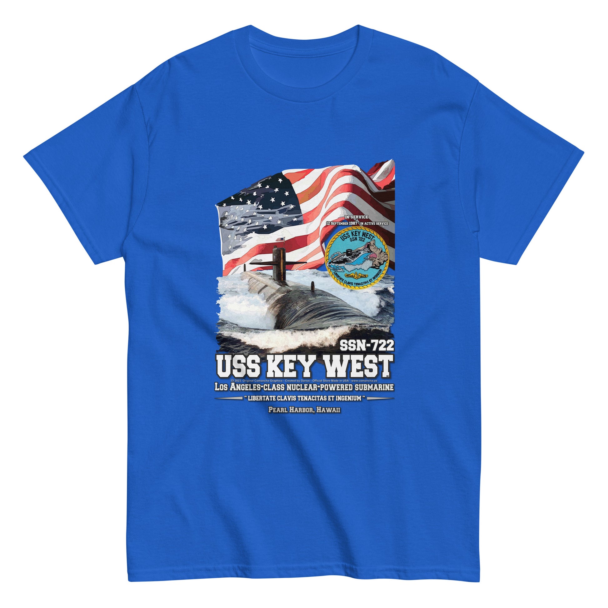 USS KEY WEST SSN-722 Submarine Veterans T-Shirt, Comancha T-Shirts Store,
