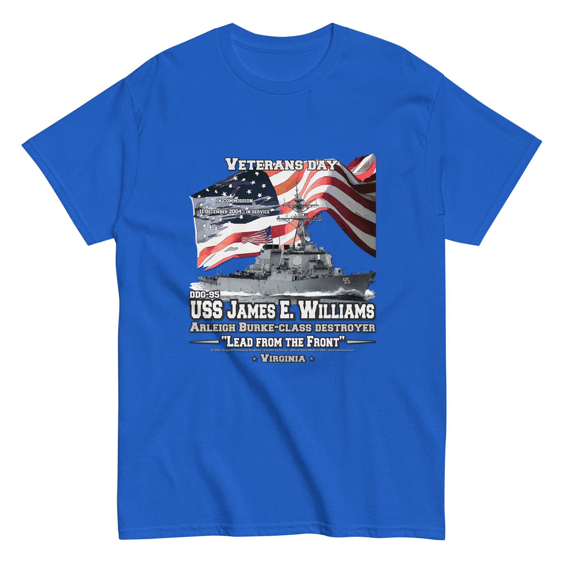 USS JAMES WILLIAMS DDG-95 t-shirt, Destroyer Veterans Classic T-Shirt, Comancha.us Store, USS JAMES WILLIAMS DDG-95 Destroyer Veterans Classic T-Shirt, T-shirts for US Navy fans, T-shirts with American ships, US Navy veterans t-shirt, US NAVY Ships t-shirt, Veterans, Comancha Store,
