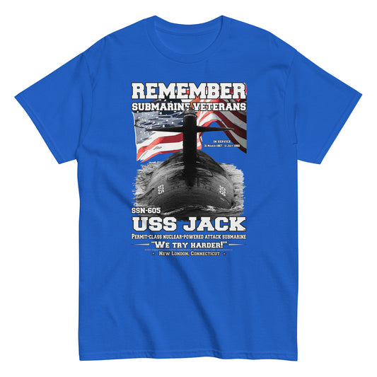 USS JACK SSN-605 Tshirt, US Navy Submarine Veterans T-Shirt, Comancha United States Ships T-shirts, USS JACK SSN-605 Submarine T-Shirt,