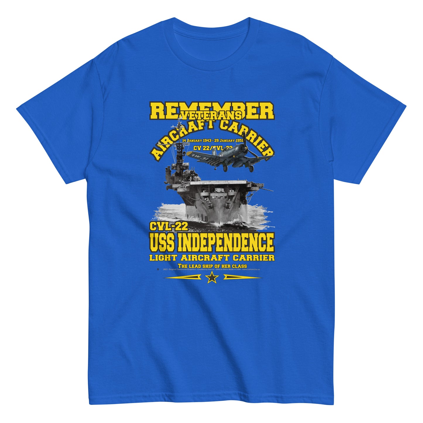 USS INDEPENDENCE CVL-22 t-shirt, US NAVY Ships T-shirt, US navy veterans tees, Aircraft Carrier Veterans Classic T-shirt, Comancha Store, USS INDEPENDENCE CVL-22 Aircraft Carrier Veterans Classic T-shirt, Comancha US Graphics,