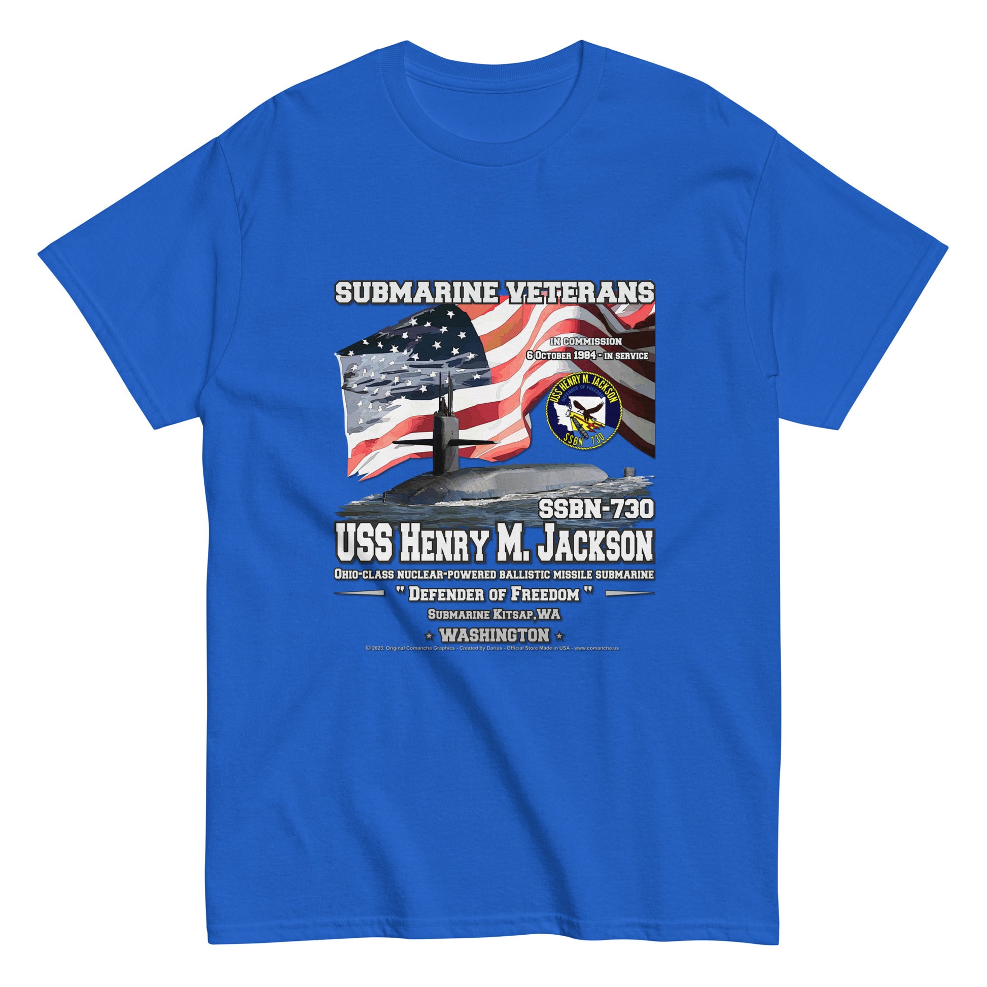 USS HENRY JACKSON SSBN-730 Submarine Veterans Classic T-Shirt, Comancha Navy T-shirts, USS HENRY JACKSON SSBN-730 t-shirt, Submarine Veterans Classic T-Shirt, Comancha Navy T-shirts,