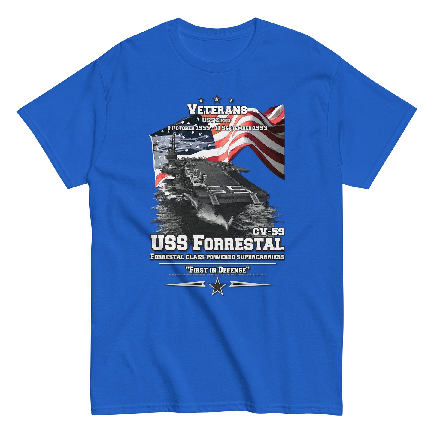 USS FORRESTAL tee, USS FORRESTAL veterans tee,USS FORRESTAL CV-59 Aircraft Carrier Veterans Classic Tee, Comancha T-shirts Store,