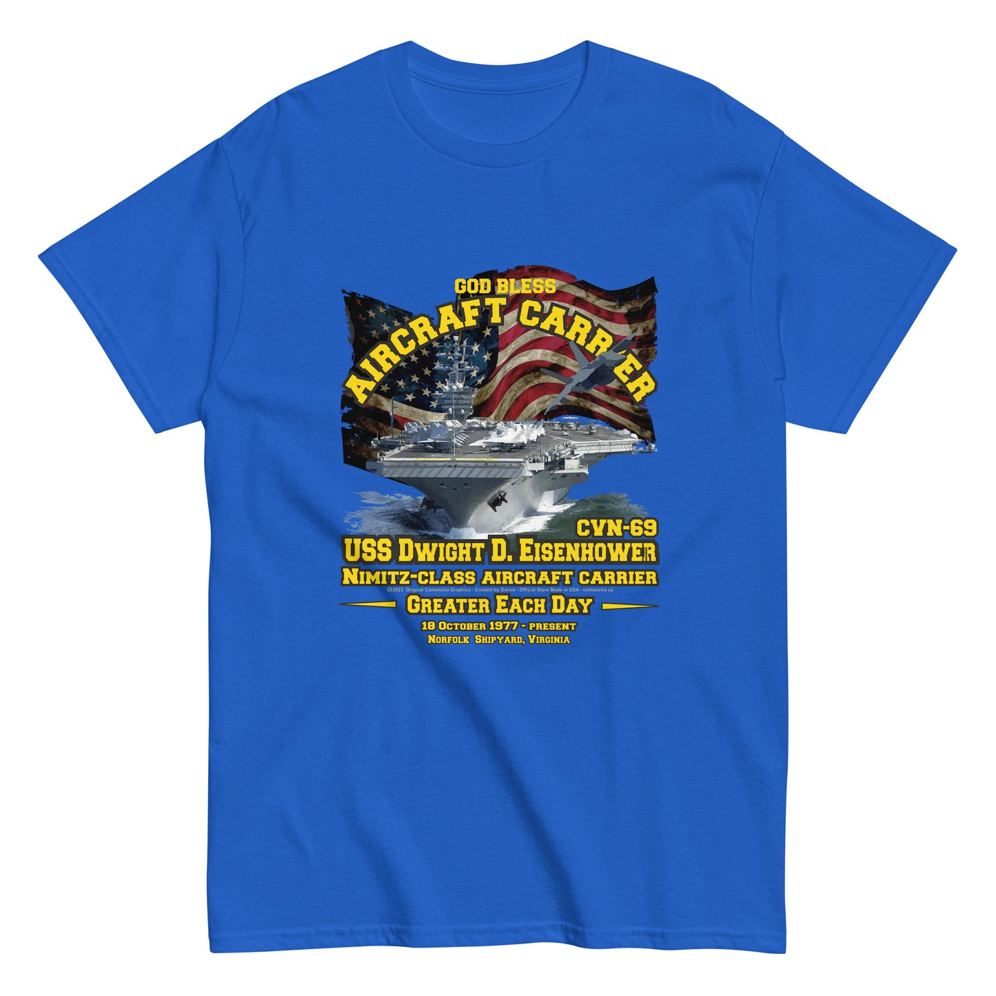 USS DWIGHT EISENHOWER CVN-69 Aircraft Carrier Veterans Classic Tee. Comancha Online store,