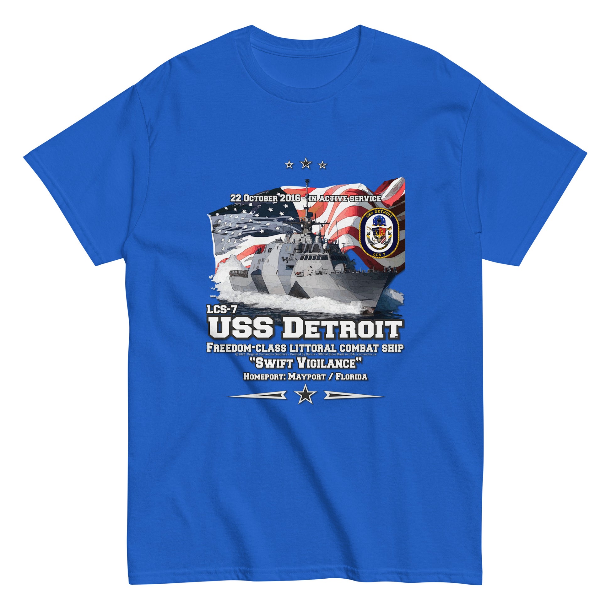 USS DETROIT LCS-7 tee, Littoral Combat Ship Destroyer Veterans Tee, Comancha Tees,