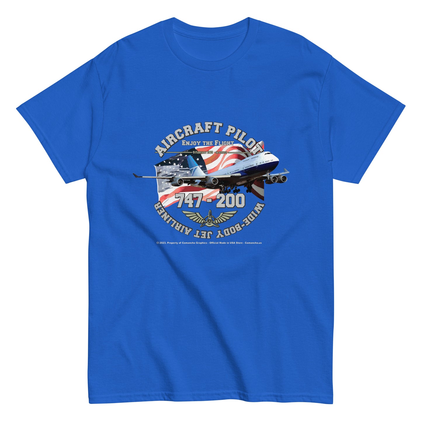 747 - 200 Aircraft Pilot T-shirt ,747 AIRLINER TEE,747 t-shirt,comancha,