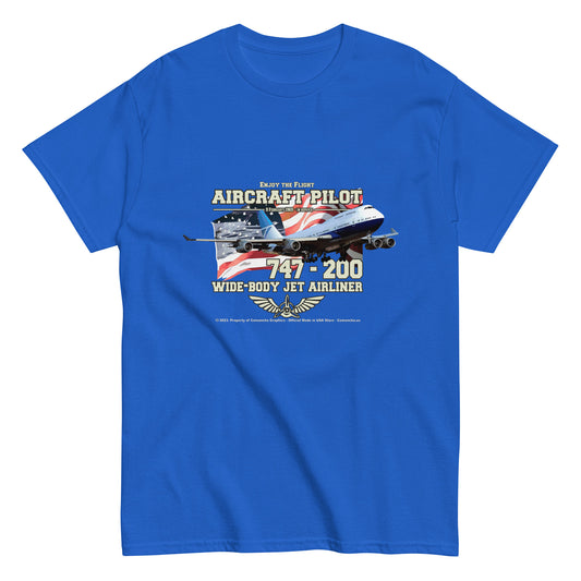 747 - 200 Aircraft Pilot T-shirt ,747  AIRLINER TEE,747  t-shirt,comancha,