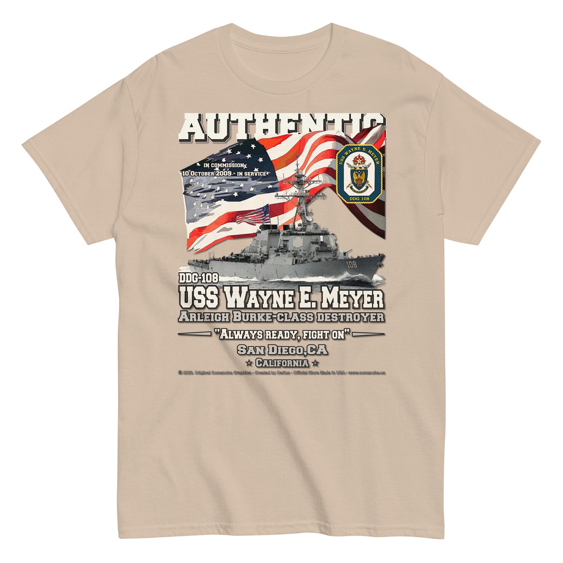 USS Wayne Meyer Destroyer classic t-shirt, Comancha Military T-shirts,