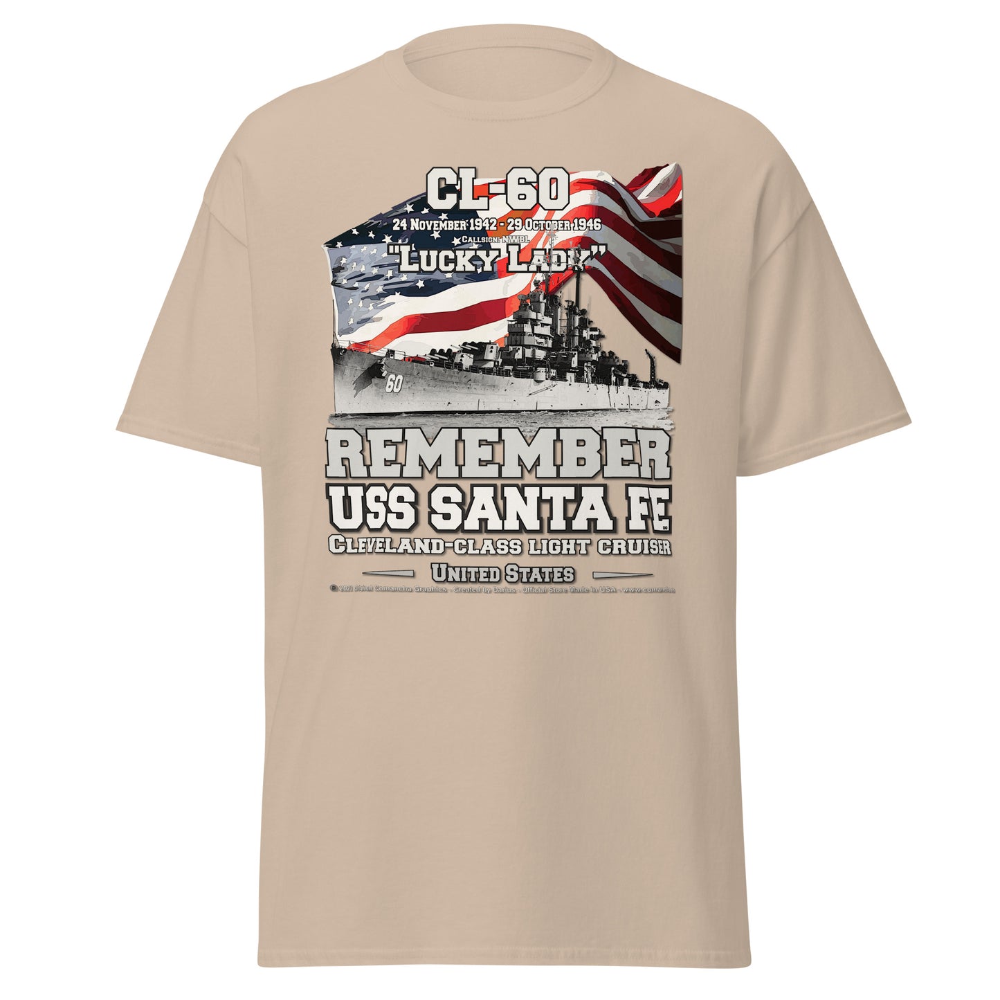 USS SANTA FE CL-60 Light Cruiser t-shirt