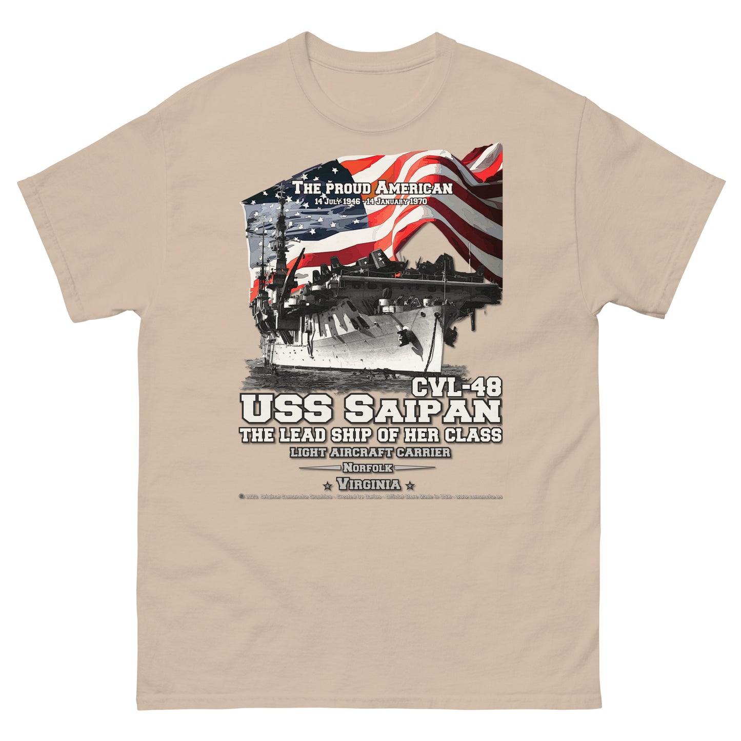 USS SAIPAN CVL-48 Light Aircraft Carrier t-shirt
