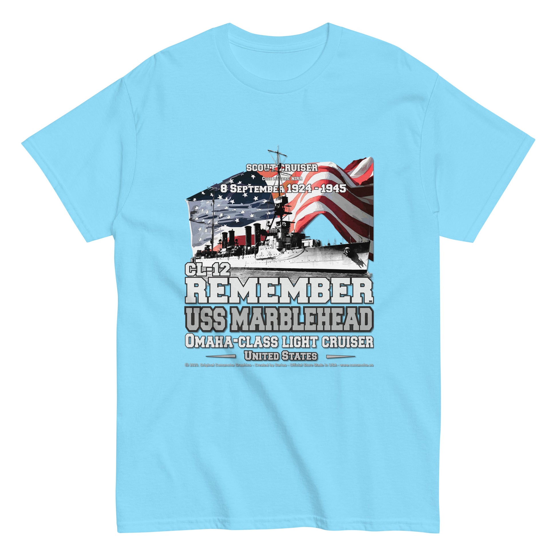 USS MARBLEHEAD CL-12 Light Cruiser Classic T-Shirts, USS MARBLEHEAD CL-12 Veterans T-Shirts,