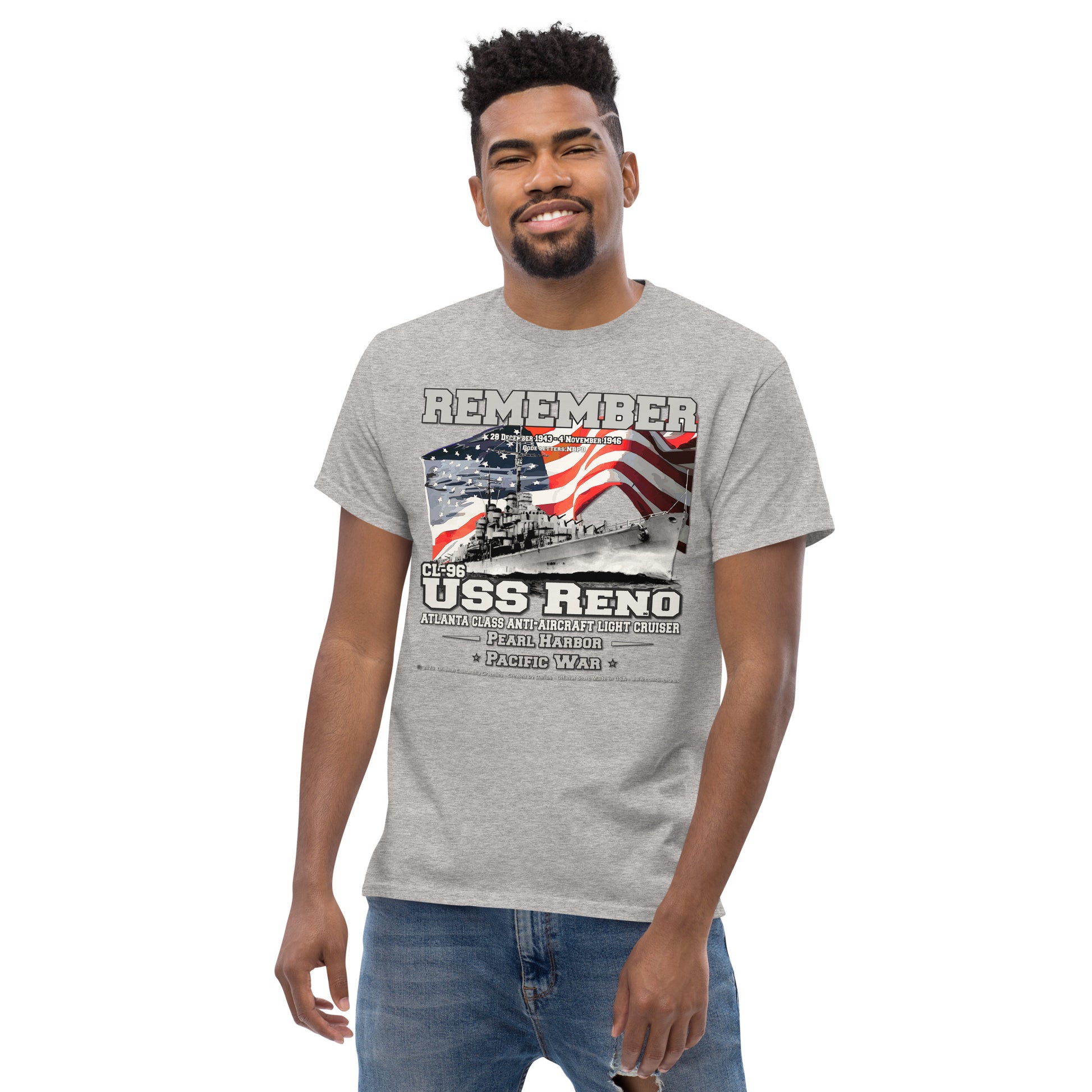 USS RENO CL-96 Anti-Aircraft Cruiser Veterans classic T-shirt, Comancha Military T-shirts,