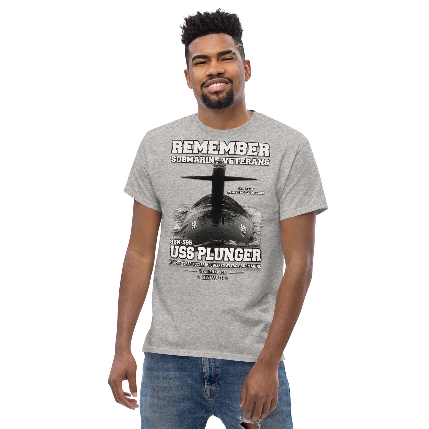 USS PLUNGER SSN-595 Submarine Veterans Classic T-Shirt, Comancha Navy T-shirts,