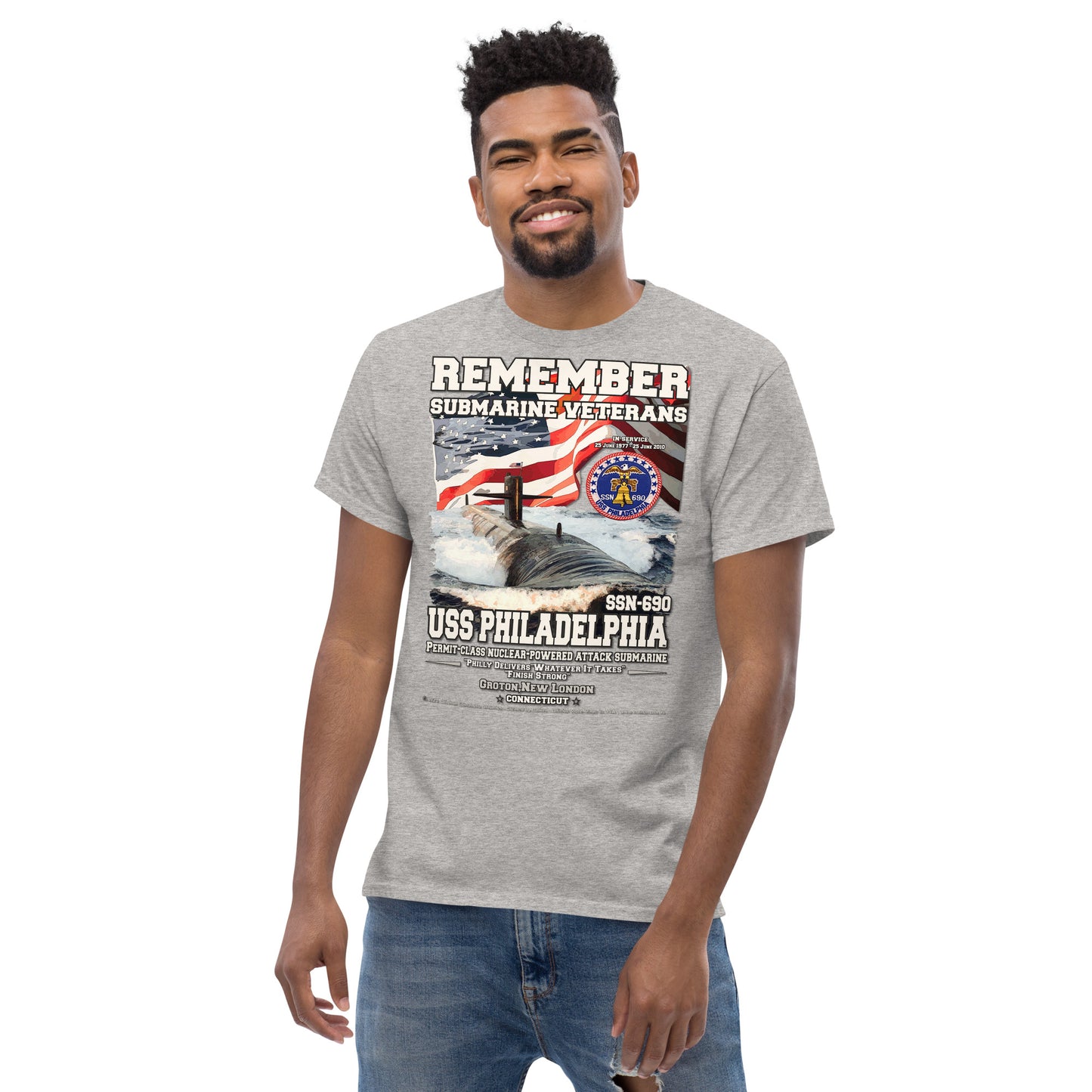 USS PHILADELPHIA SSN-690 Submarine Veterans Classic T-Shirt, Comancha T-Shirts,
