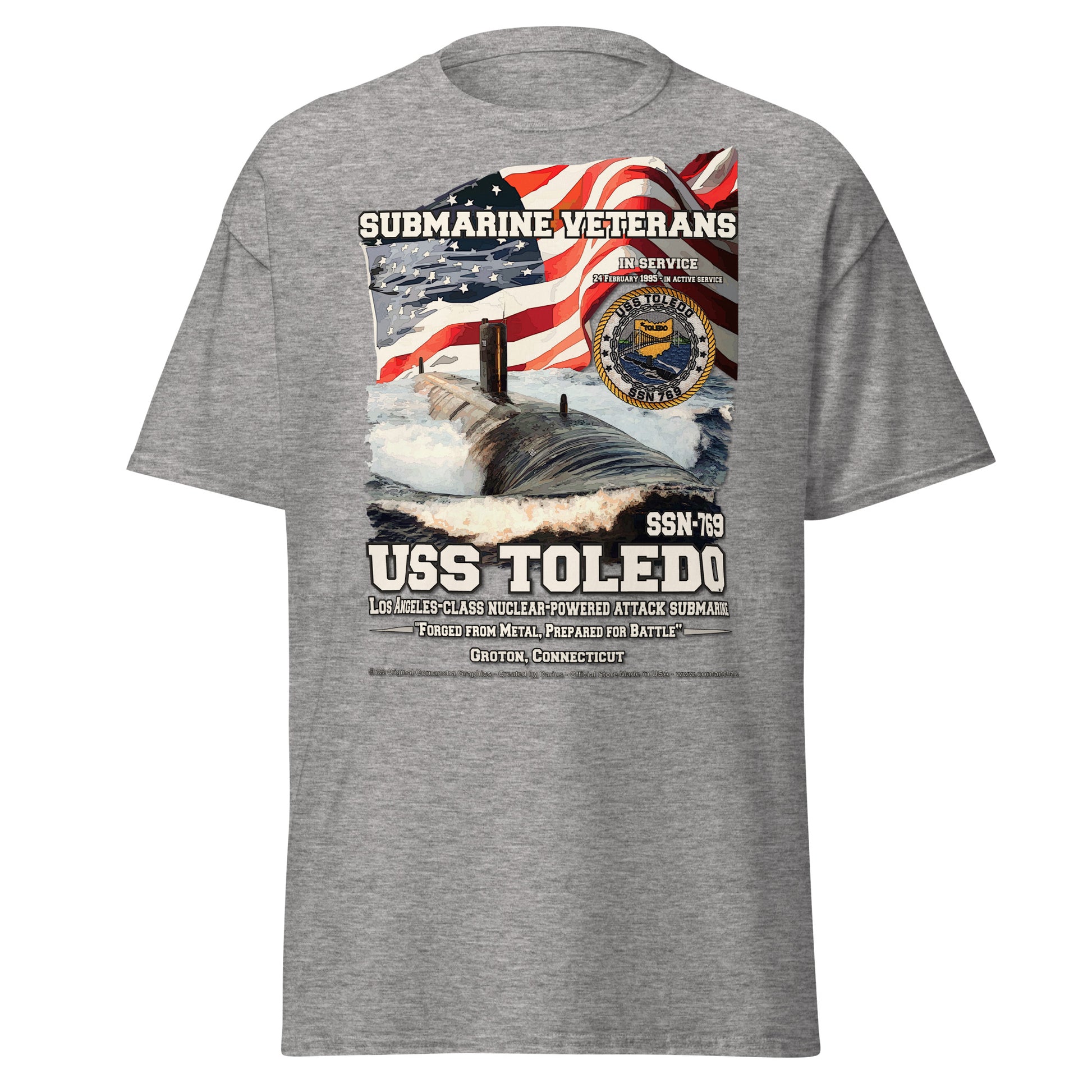 USS TOLEDO SSN-769 Attack Submarine T-shirt, Comancha Military Tee,