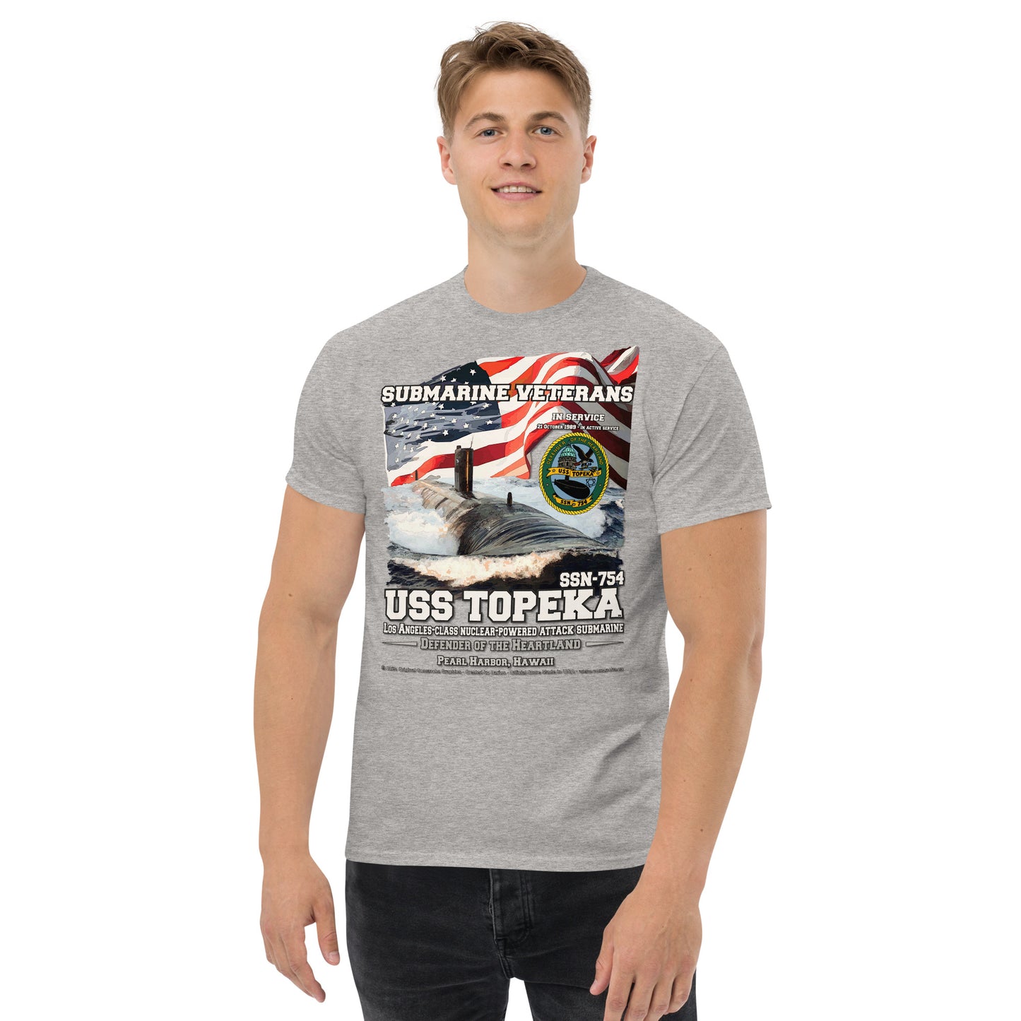 USS TOPEKA SSN-754 Attack submarine Veterans tee, Comancha Design,