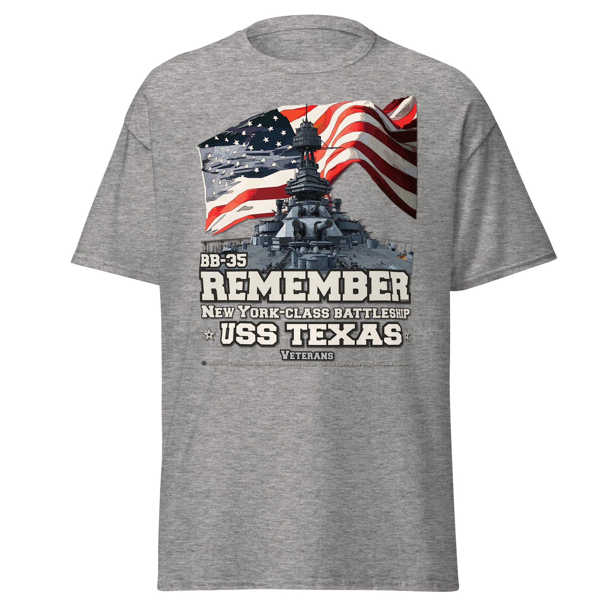 Remember USS TEXAS BB-35 Battleship Veterans T-shirts, Comancha Graphics,