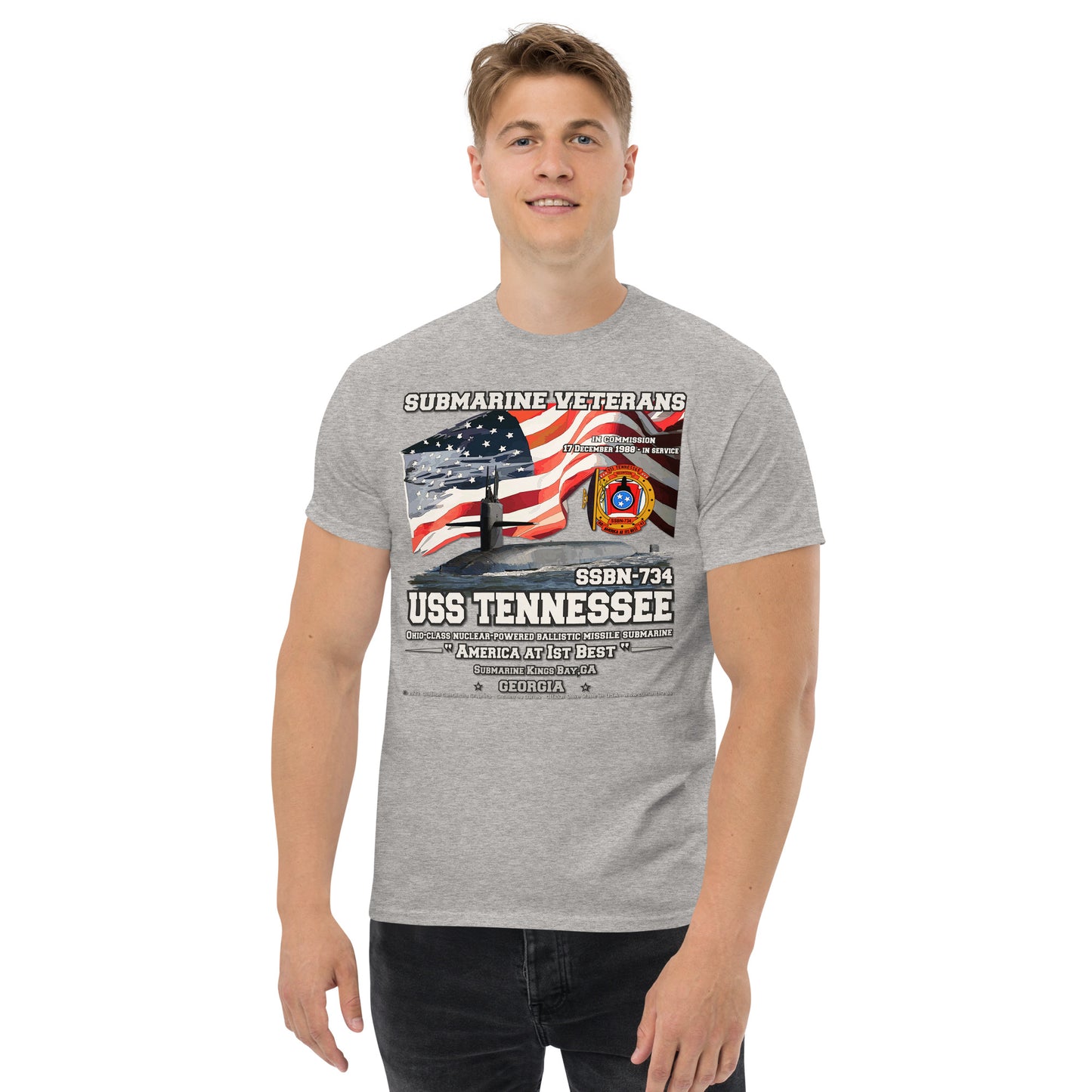 USS TENNESSEE SSN-734 Submarine Veterans T-shirt, Comancha Design,