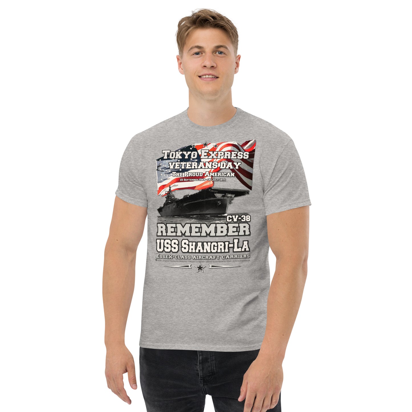 USS SHANGRI-LA CV-38 Aircraft Carrier Veterans T-shirt, comancha,
