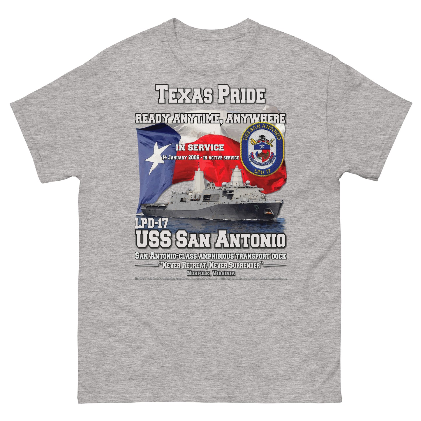 USS SAN ANTONIO LPD-17 Amphibious Transport Dock t-shirt