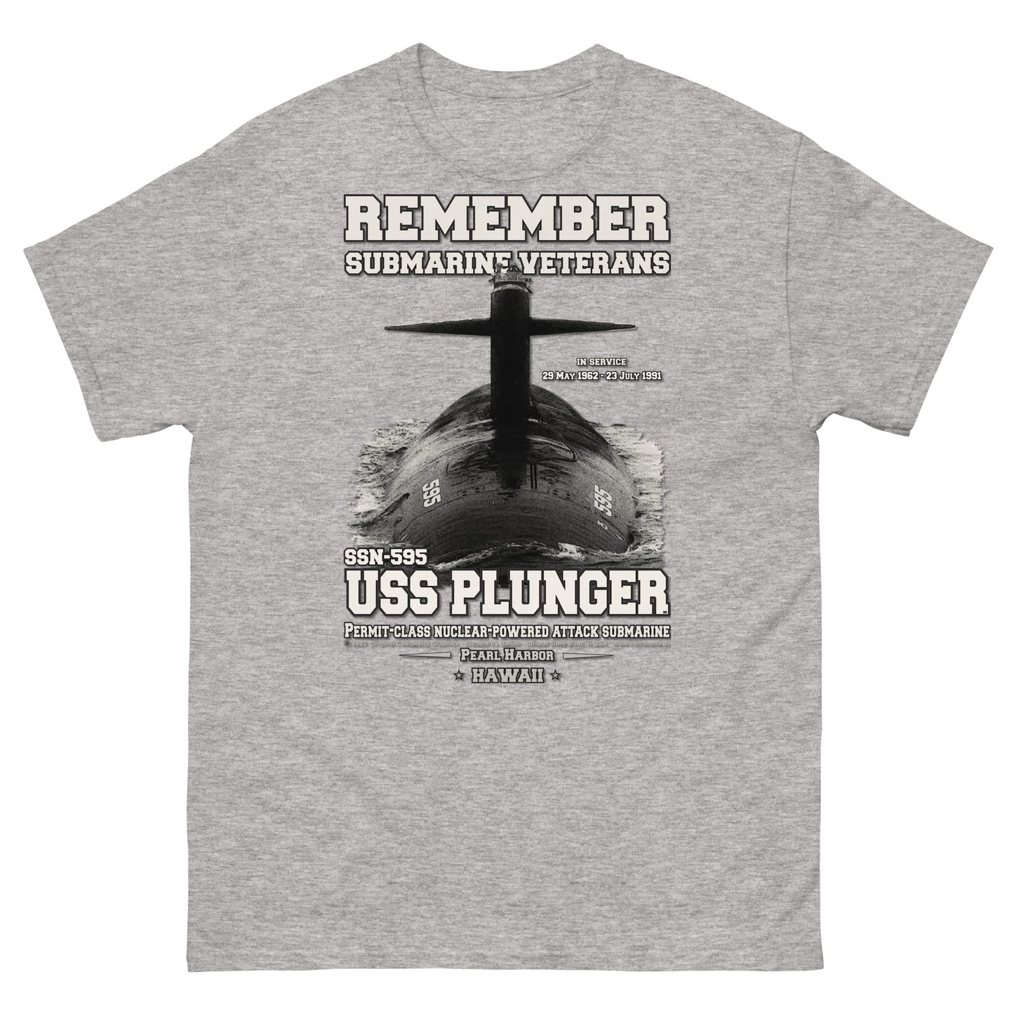 USS PLUNGER SSN-595 Submarine Veterans Classic T-Shirt, Comancha Navy T-shirts,
