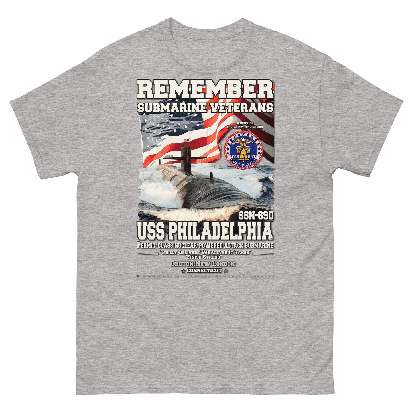 USS PHILADELPHIA SSN-690 Submarine T-Shirt