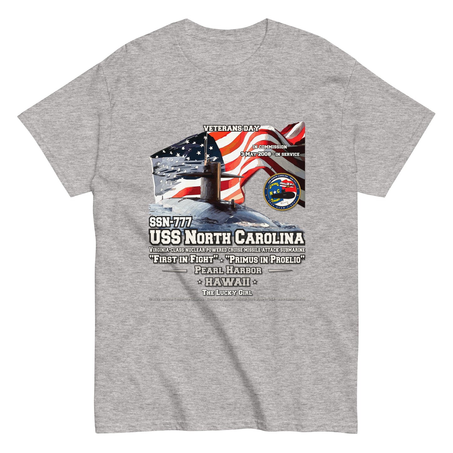 USS NORTH CAROLINA SSN-777 Submarine Veterans Day T-shirt, Comancha,