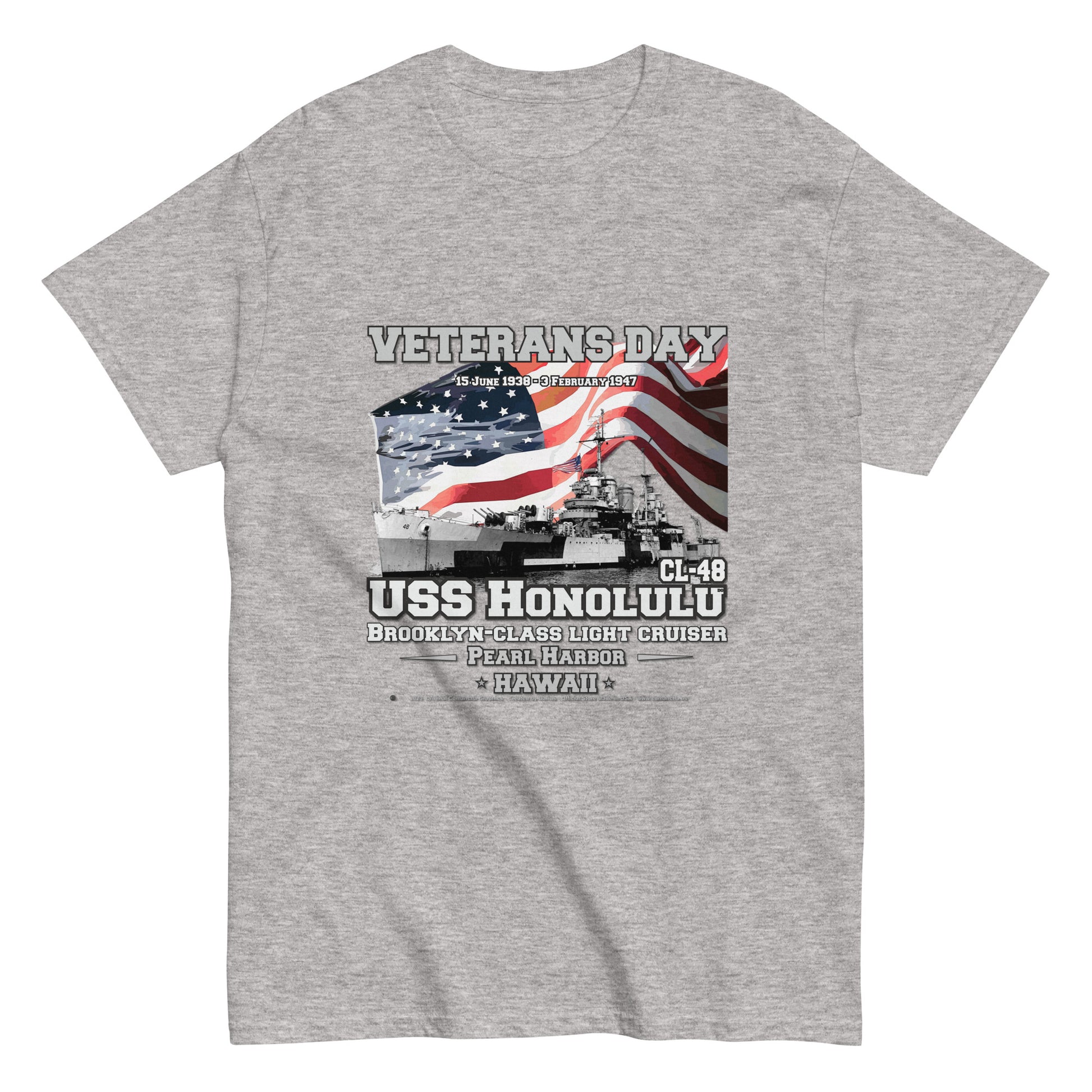 USS HONOLULU CL-48 Cruiser Veterans Classic T-Shirt, Comancha Navy T-shirt Store, USS HONOLULU CL-48 t-shirt, US Cruiser Veterans Classic T-Shirt, US Navy Veterans  T-shirts, Comancha Graphics T-shirt Store,
