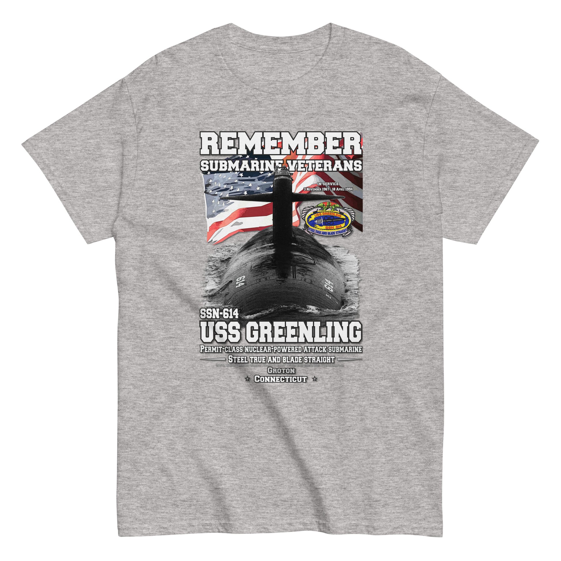 USS GREENLING SSG-614 tee, USS GREENLING SSG-614 veterans tee,USS GREENLING SSG-614 Submarine Veterans Classic Tee, Comancha Tees Store,