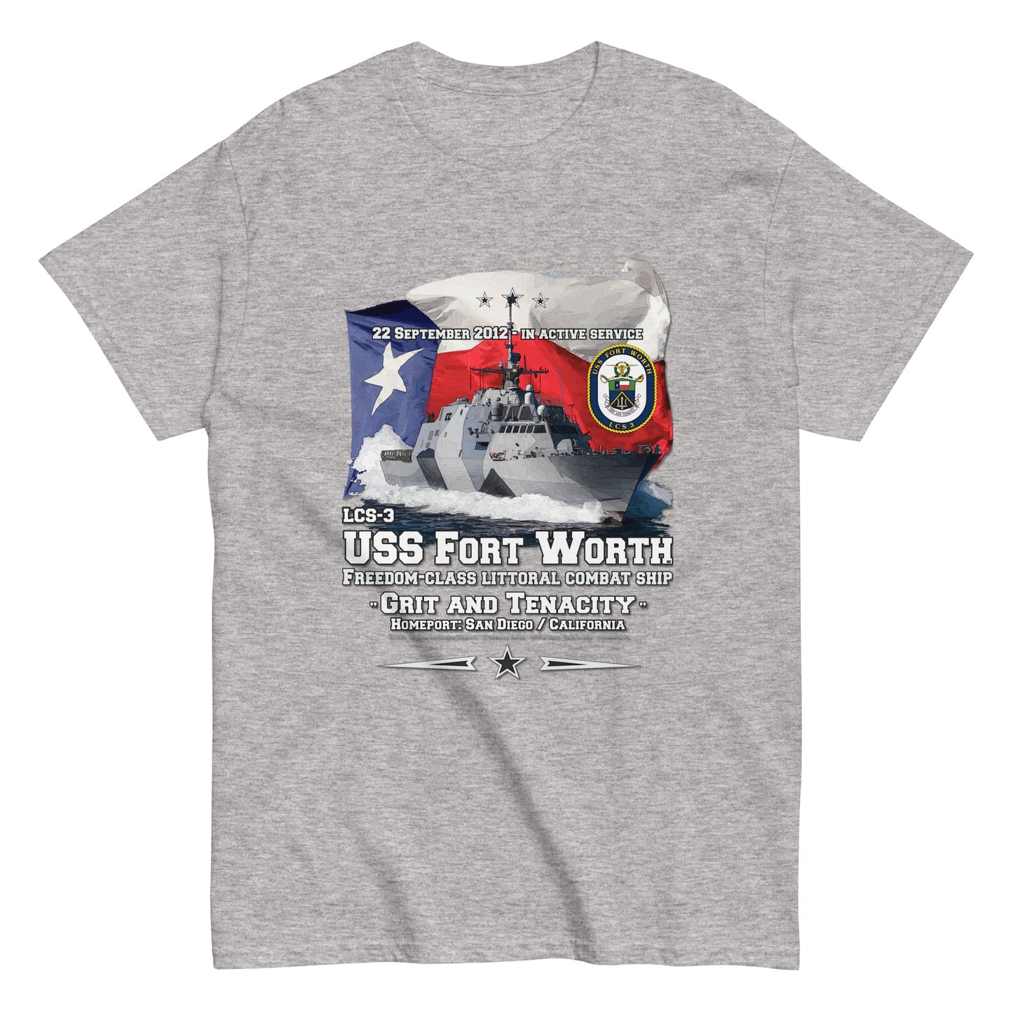USS FORT WORTH tee, USS FORT WORTH veterans tee,USS FORT WORTH LCS-3 Littoral Combat Ship Veterans Classic Tee, Comancha Navy T-shirt,