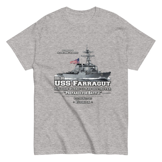 USS FARRAGUT tee, USS FARRAGUT veterans tee,USS FARRAGUT DDG-99 Destroyer Veterans Classic Tee, Comancha T-shirts Store,