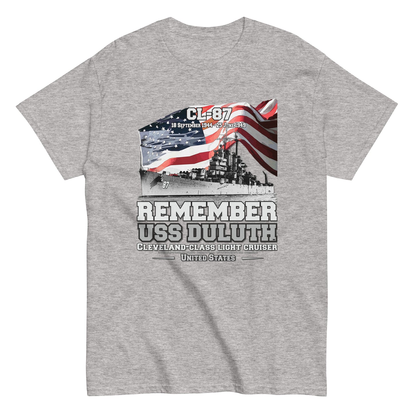 USS DULUTH CL-87 tee, USS DULUTH CL-87 Veterans tee,USS DULUTH CL-87 Light Cruiser Veterans Classic Tee, Comancha.us Online store,