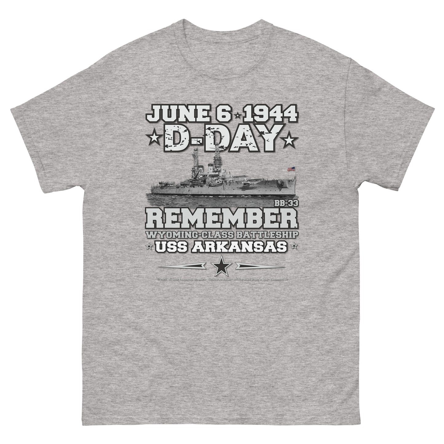 USS ARKANSAS BB-33 Battleship Veterans Tee, USS ARKANSAS D-DAY T-shirt, comancha t-shirt, USS ARKANSAS Veterans T-shirt, US Navy T-shirt, DDAY Veterans tee,