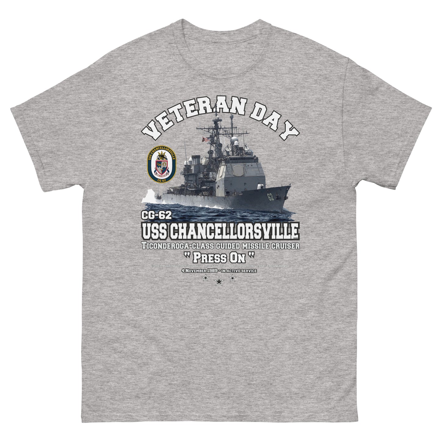 USS CHANCELLORSVILLE veterans t-shirt,USS CHANCELLORSVILLE CG-62 t-shirt, US Navy Veterans t-shirt, US navy T-shirt, Cruiser US Navy Veterans T-shirt, Comancha Navy Ships T-Shirt,