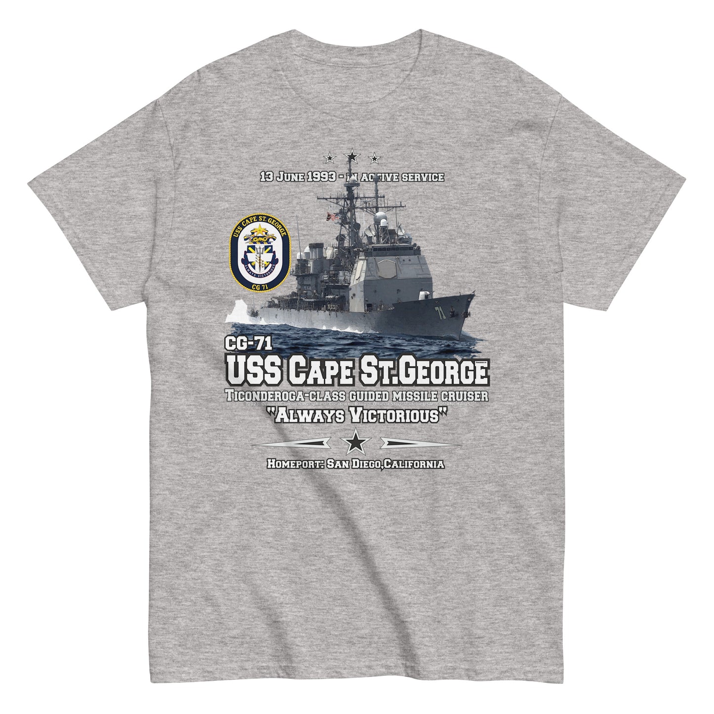 USS CAPE ST GEORGE veterans t-shirt, USS CAPE ST GEORGE CG-71 t-shirt, Cruiser US Navy Veterans T-shirt, Comancha Navy T-shirt, US navy veterans t-shirt, US navy t-shirt,